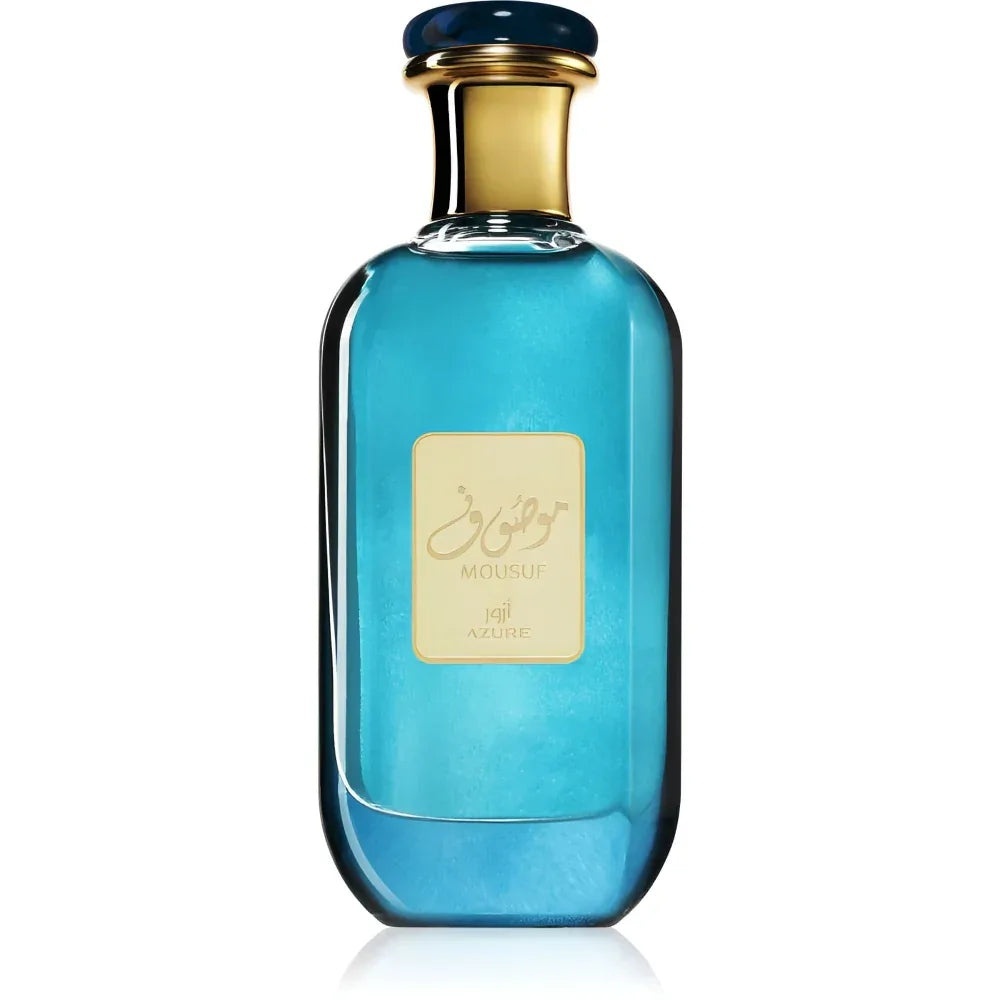 Sticlă Ard Al Zaafaran Mousuf Azure 100 ml albastru azur cu etichetă aurie