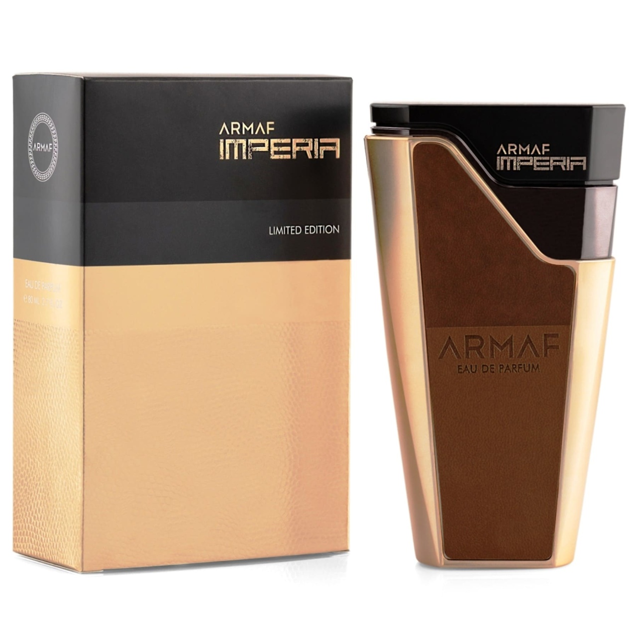 Flacon original Armaf Imperia 80 ml cu cutie negru auriu și design premium pentru bărbat