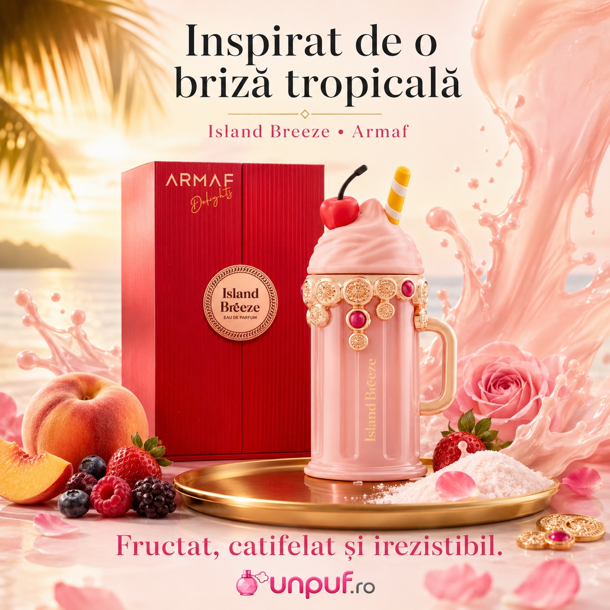 Armaf Island Breeze inspirat de o briză tropicală, parfum fructat catifelat și irezistibil