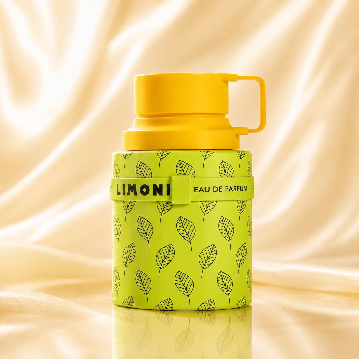 Flacon Armaf Odyssey Limoni Fresh Edition 200 ml verde lime cu frunze și capac galben modern