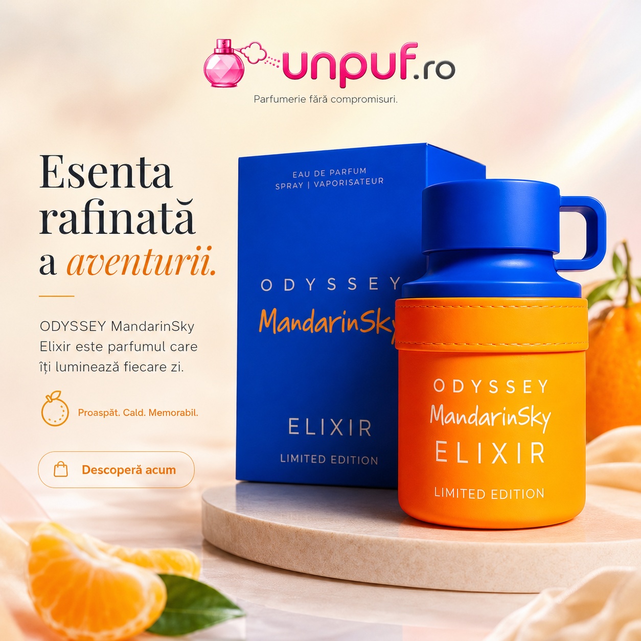 Prezentare Armaf Odyssey Mandarin Sky Elixir esență rafinată a aventurii, proaspăt cald memorabil