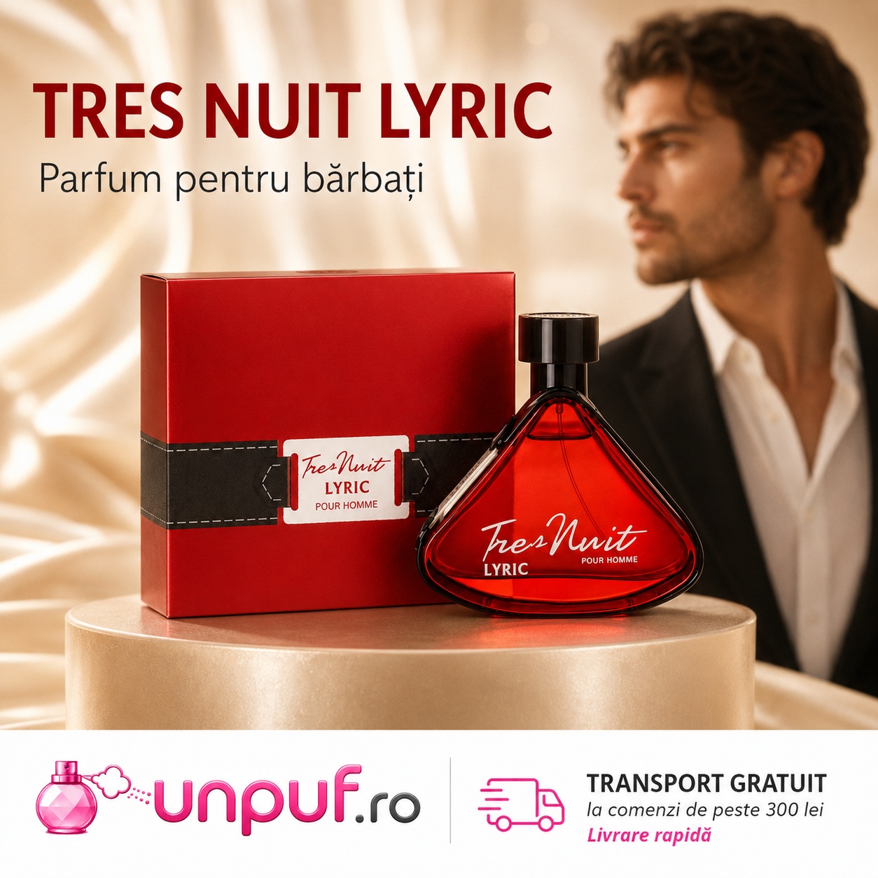 Armaf Tres Nuit Lyric parfum pentru bărbați cu prezentare premium și transport gratuit la comenzi eligibile