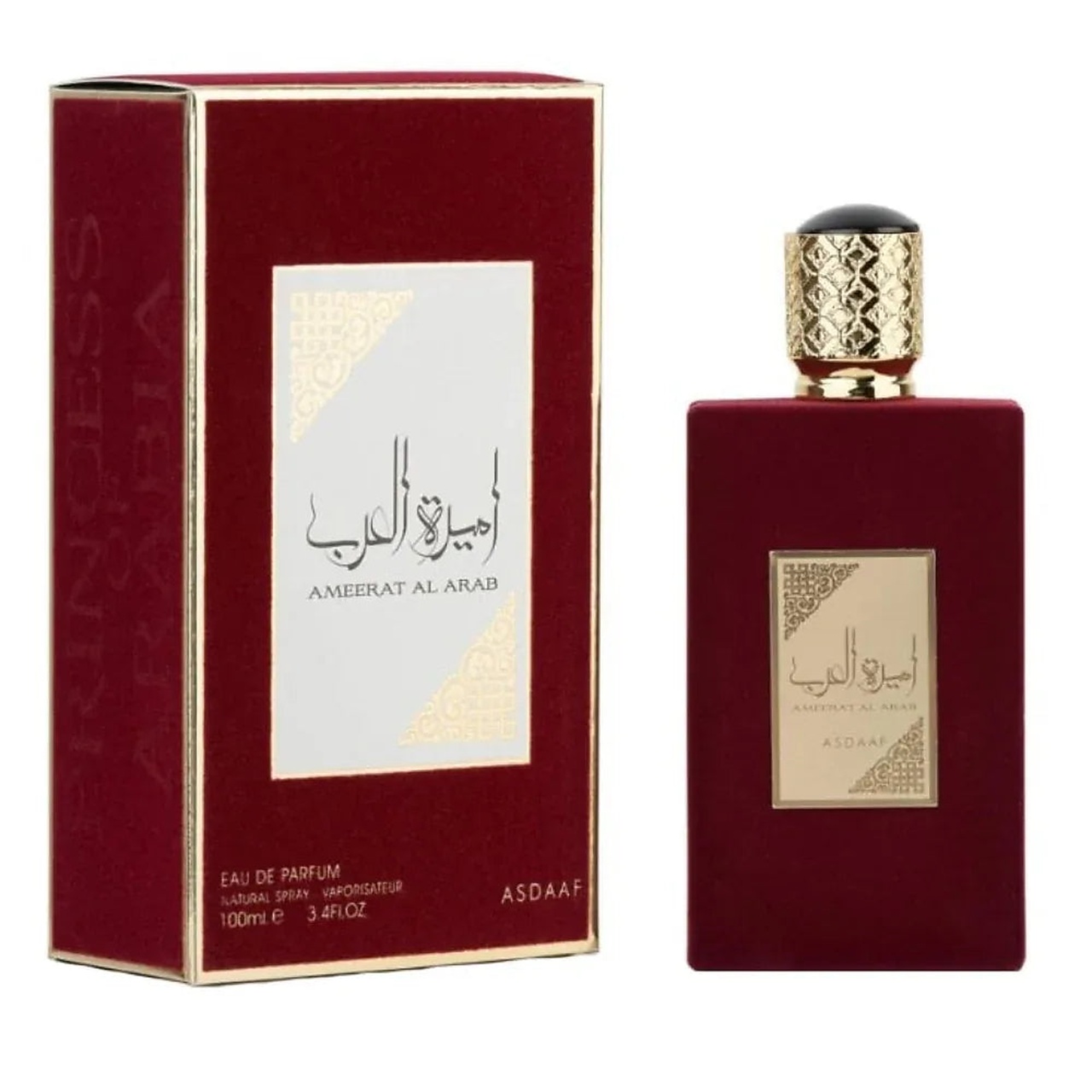 Parfum Asdaaf Ameerat Al Arab 100 ml apă de parfum pentru damă cu flacon original roșu și cutie Asdaaf