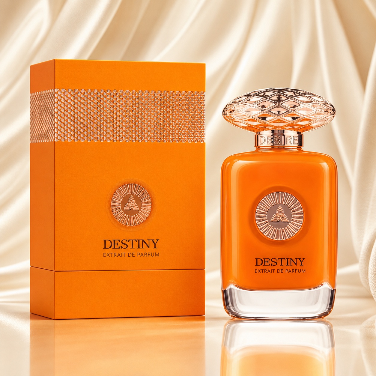 Parfum Auraa Desire Destiny 100 ml pentru bărbați, sticlă portocalie și cutie premium