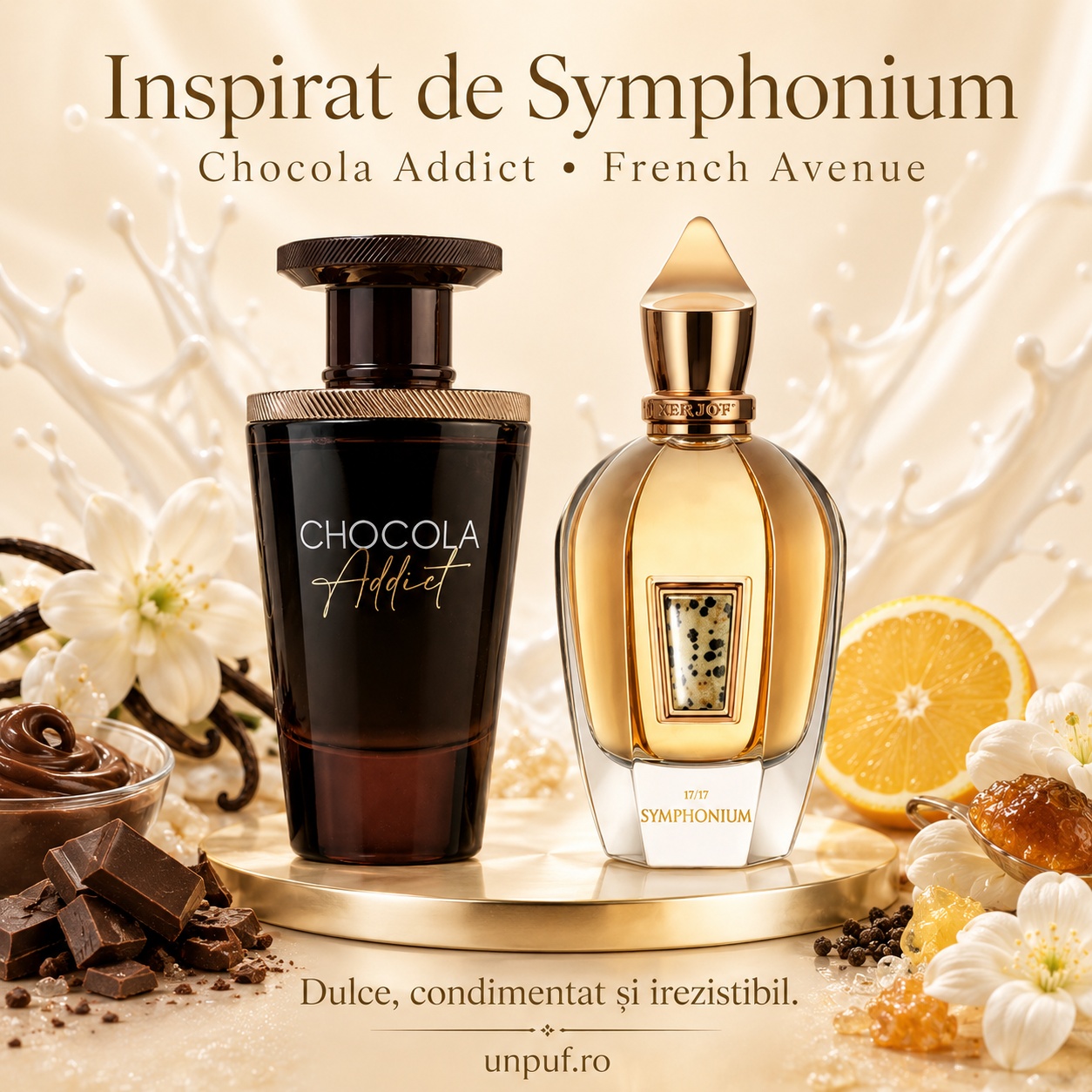 Parfum Chocola Addict French Avenue inspirat de Symphonium, dulce, condimentat și irezistibil