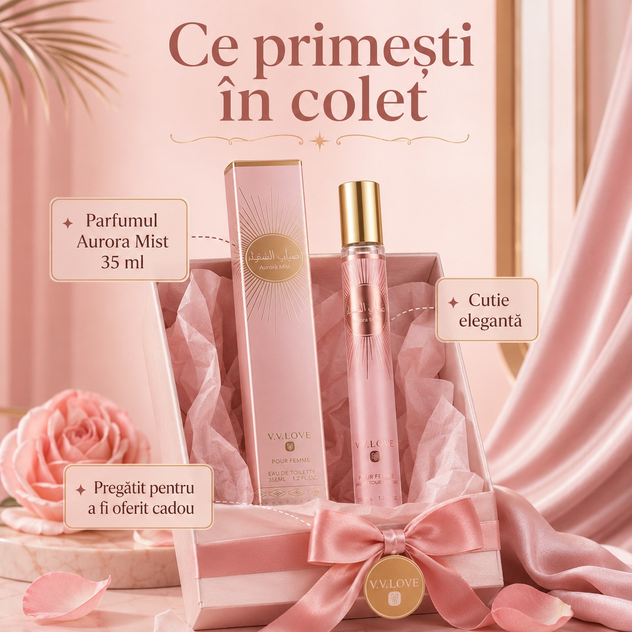 Parfum Aurora Mist 35 ml ce primești &icirc;n colet parfum și cutie elegantă pregătit pentru cadou
