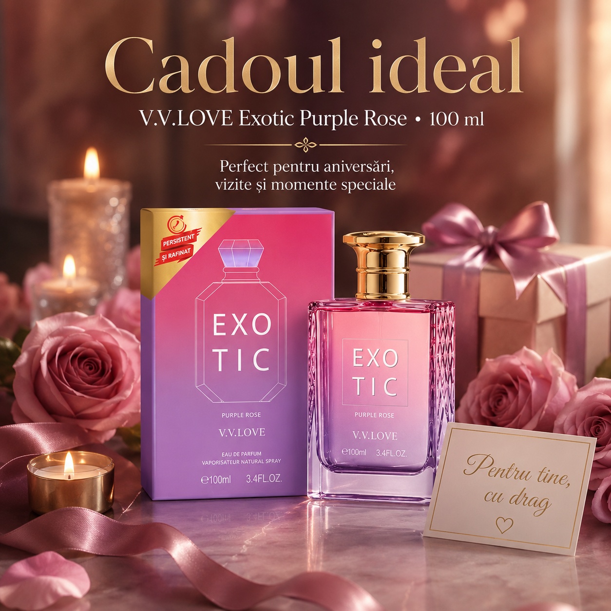 V.V. Love Exotic Purple Rose cadoul ideal parfum damă elegant 100 ml