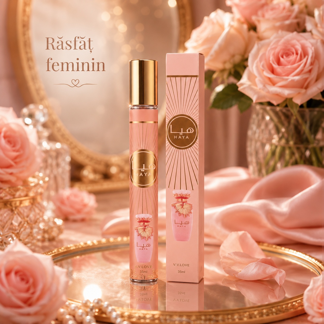 Parfum Haya 35 ml V.V. Love răsfăț feminin aromă rafinată cu trandafir și flori albe