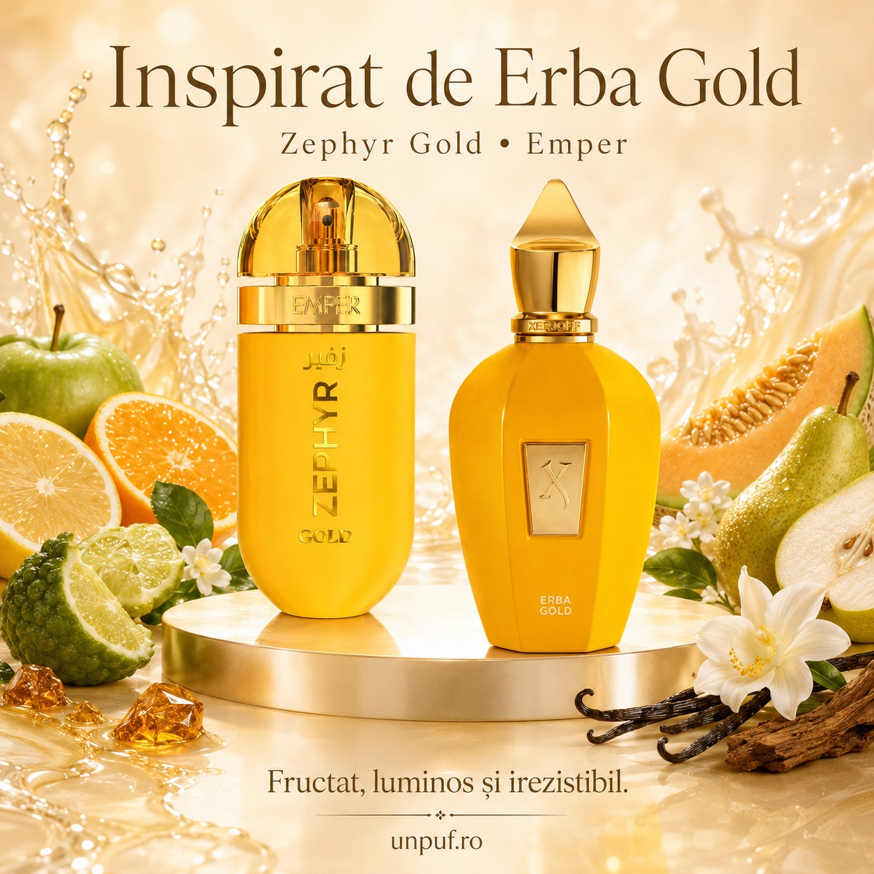 Parfum Emper Zephyr Gold inspirat de Erba Gold, fructat, luminos și irezistibil