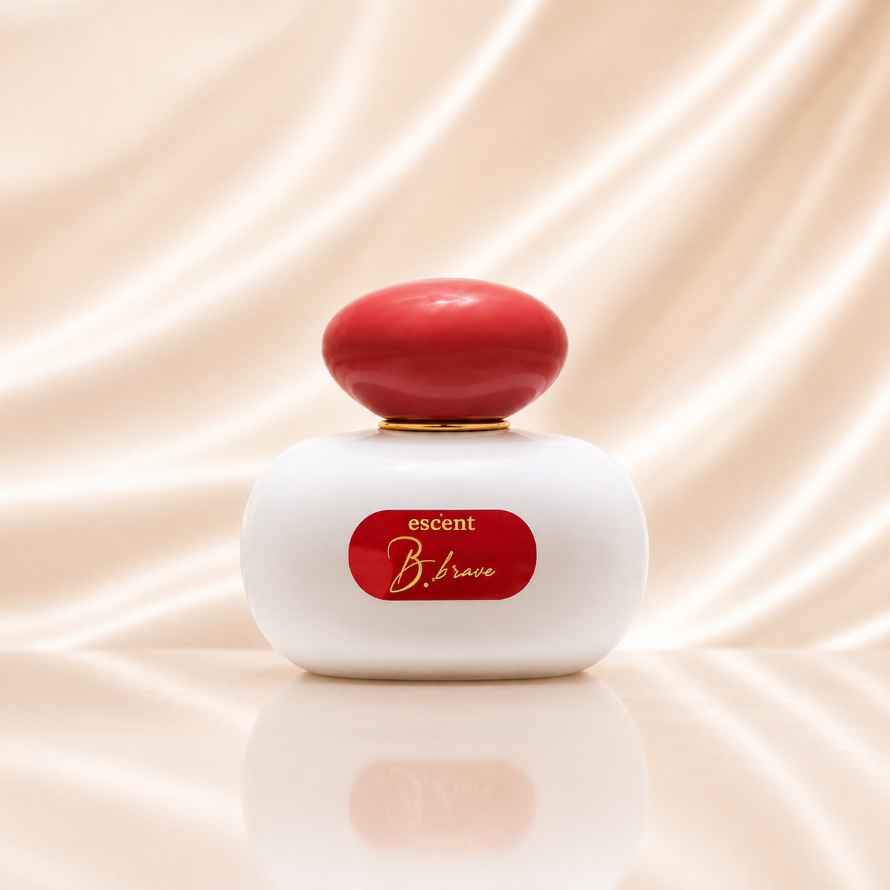 Flacon Escent B Brave 100 ml alb lucios cu capac vișiniu și etichetă roșie elegantă