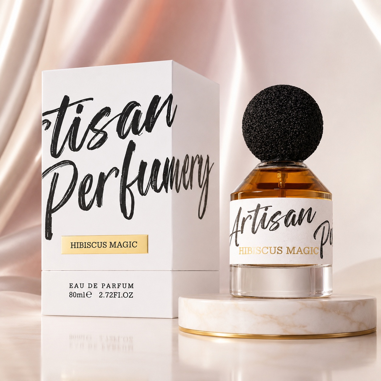 Parfum Arăbesc Artisan Perfumery Hibiscus Magic Fragrance World 80 ml unisex cu flacon elegant, capac negru texturat și cutie albă premium