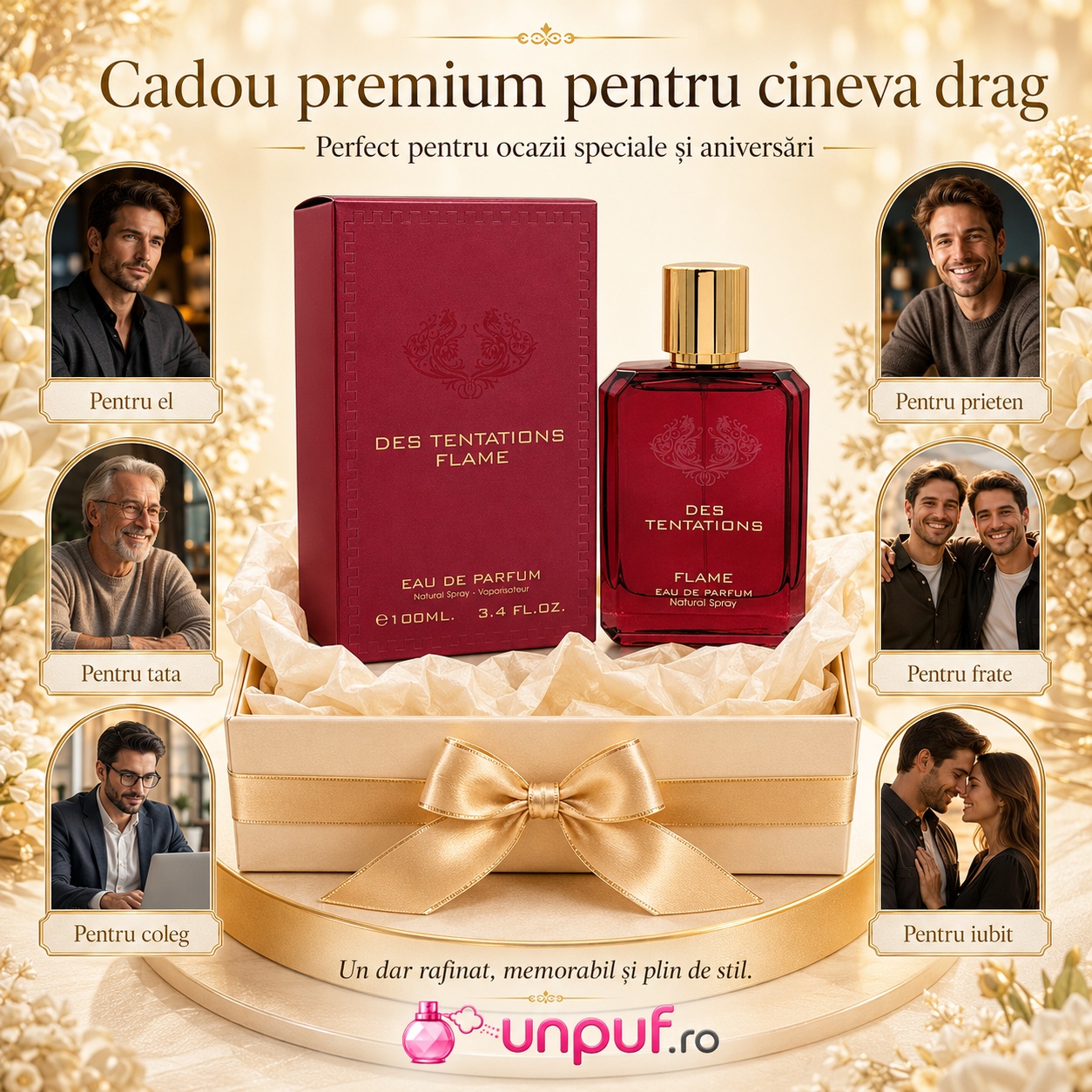Des Tentations Flame Fragrance World cadou premium pentru el tata frate coleg prieten și iubit