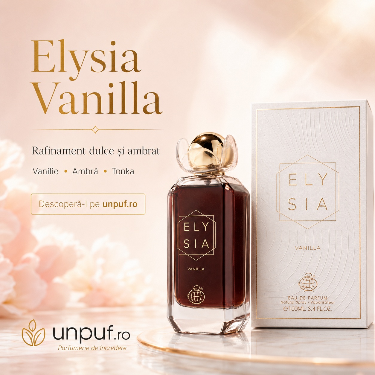 Elysia Vanilla rafinament dulce și ambrat parfum cu vanilie ambră și tonka