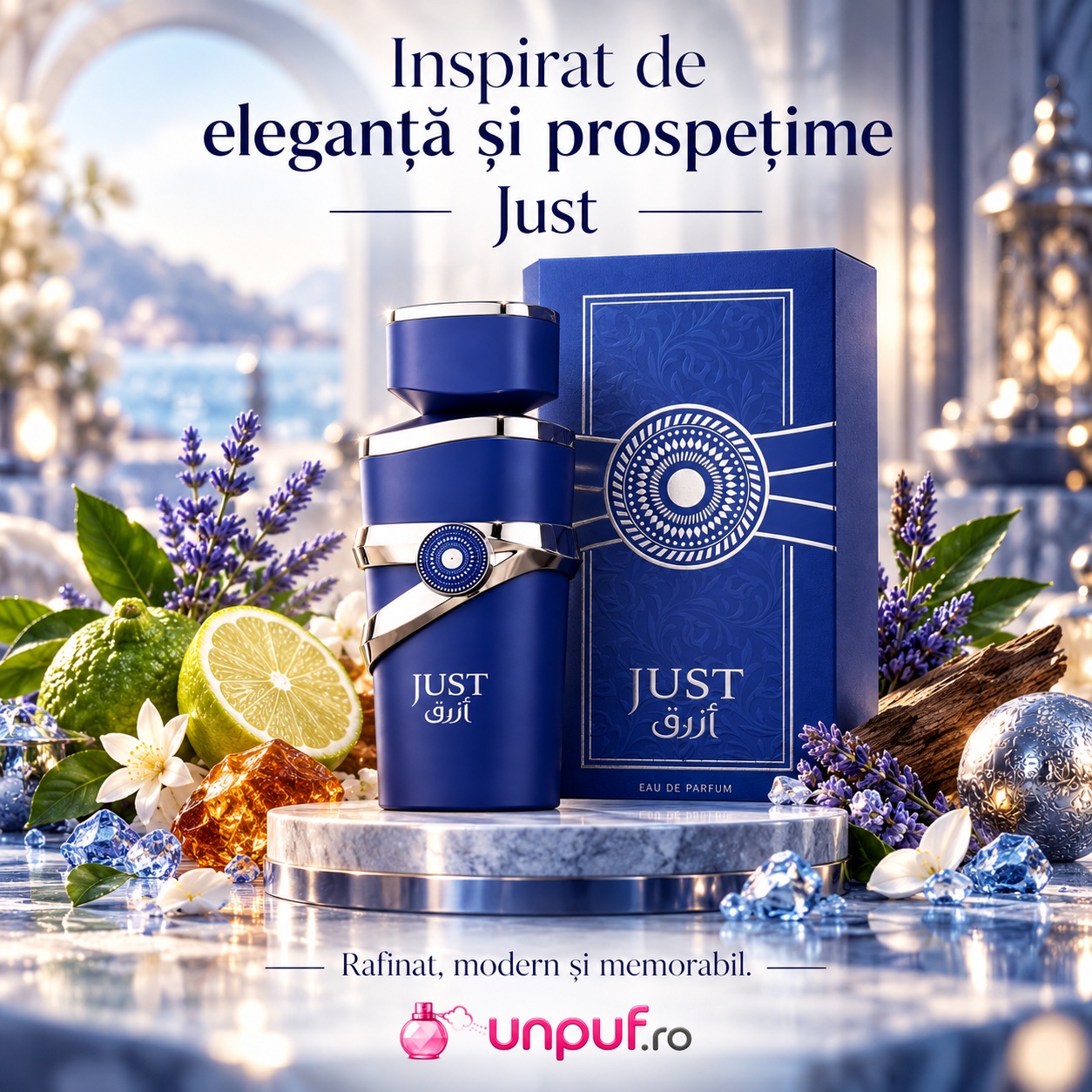 Fragrance World Just Azraq inspirat de eleganță prospețime și stil masculin modern