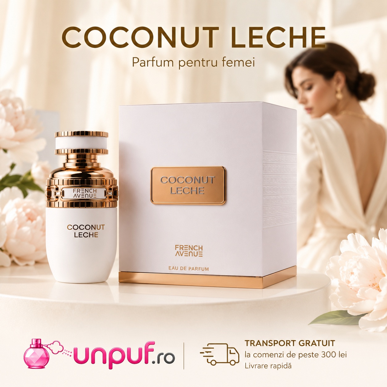 Coconut Leche French Avenue parfum arăbesc de damă, cremos, delicat și premium