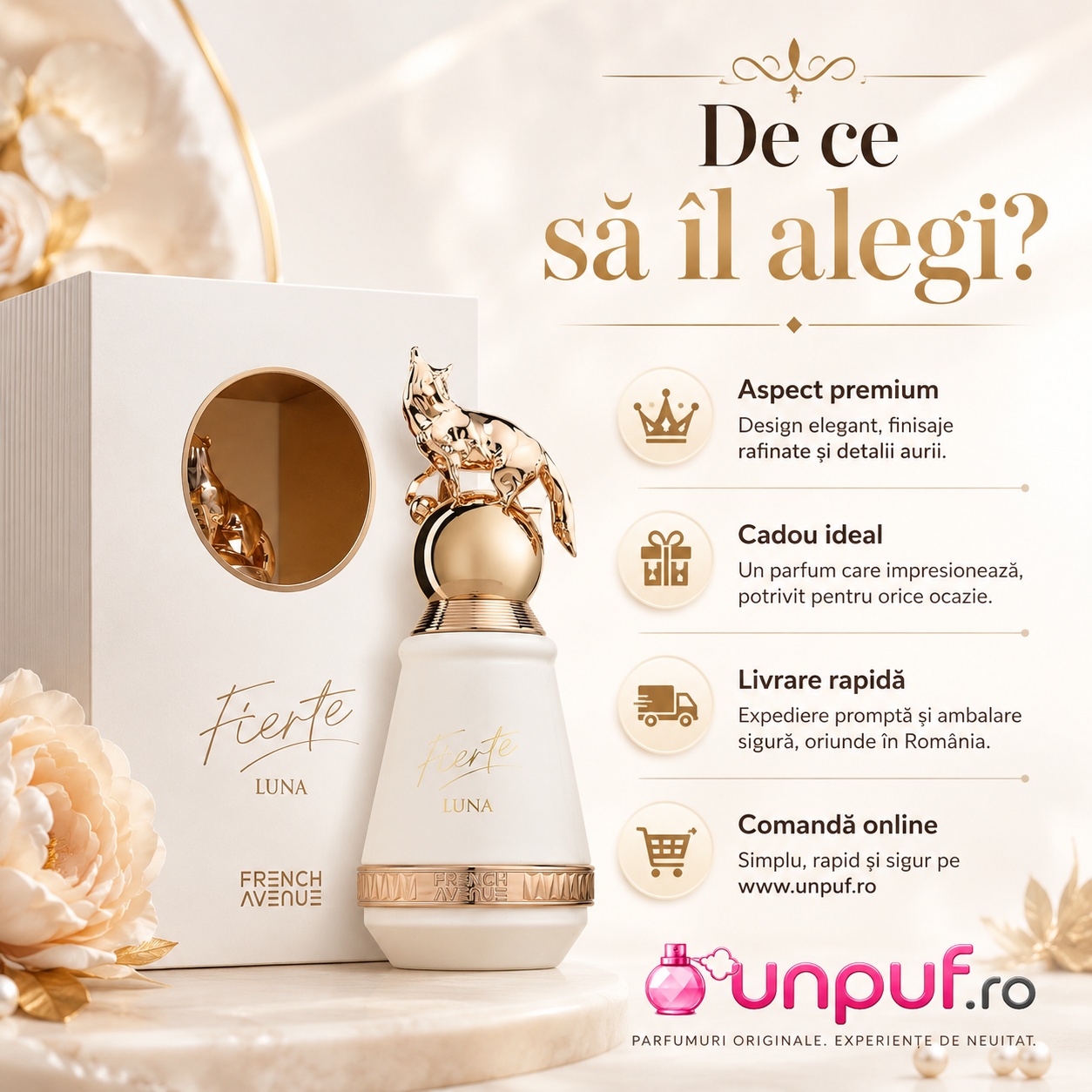 De ce să alegi Fierte Luna French Avenue, aspect premium, cadou ideal, livrare rapidă și comandă online