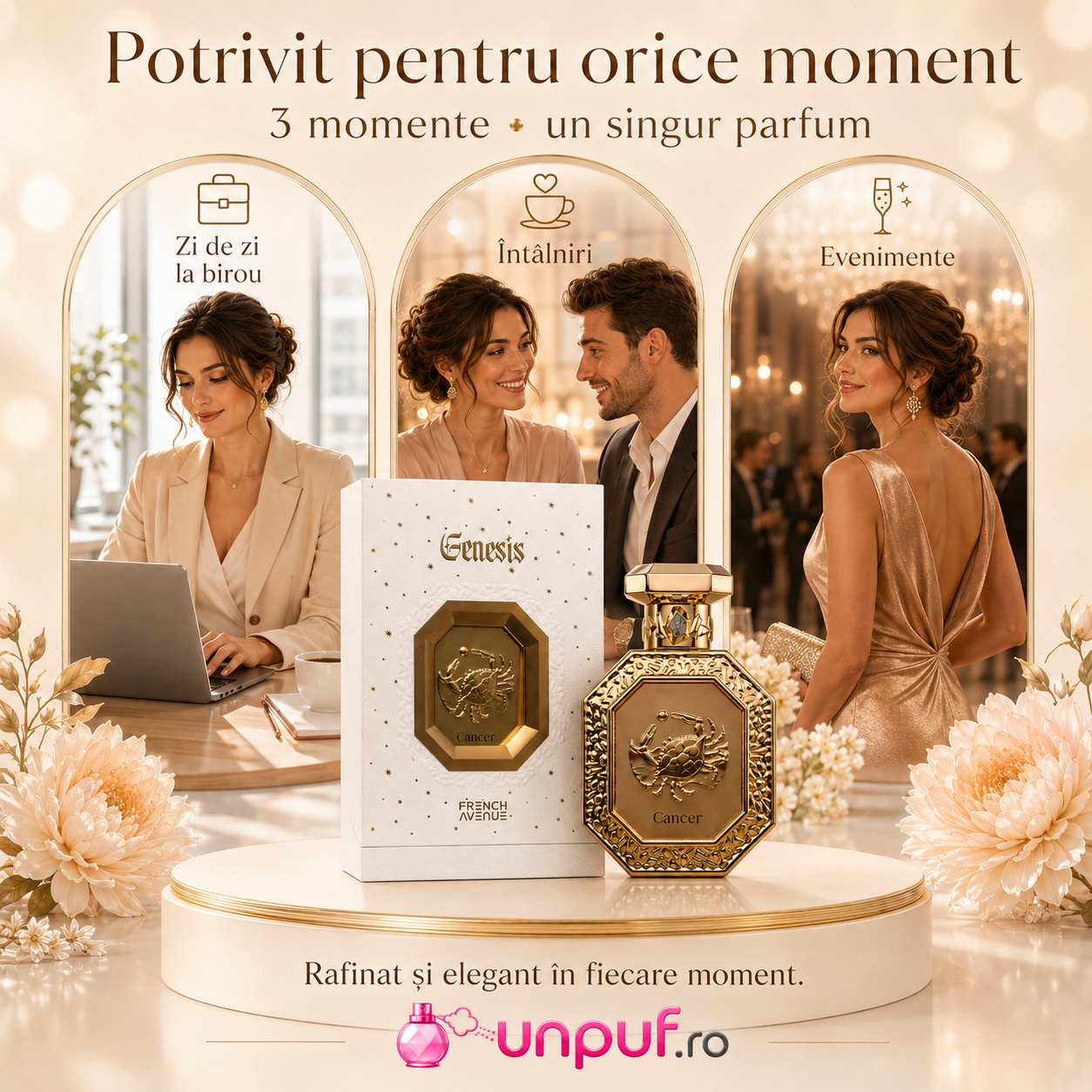 Parfum Genesis Cancer French Avenue potrivit pentru zi de zi la birou, &icirc;nt&acirc;lniri și evenimente elegante