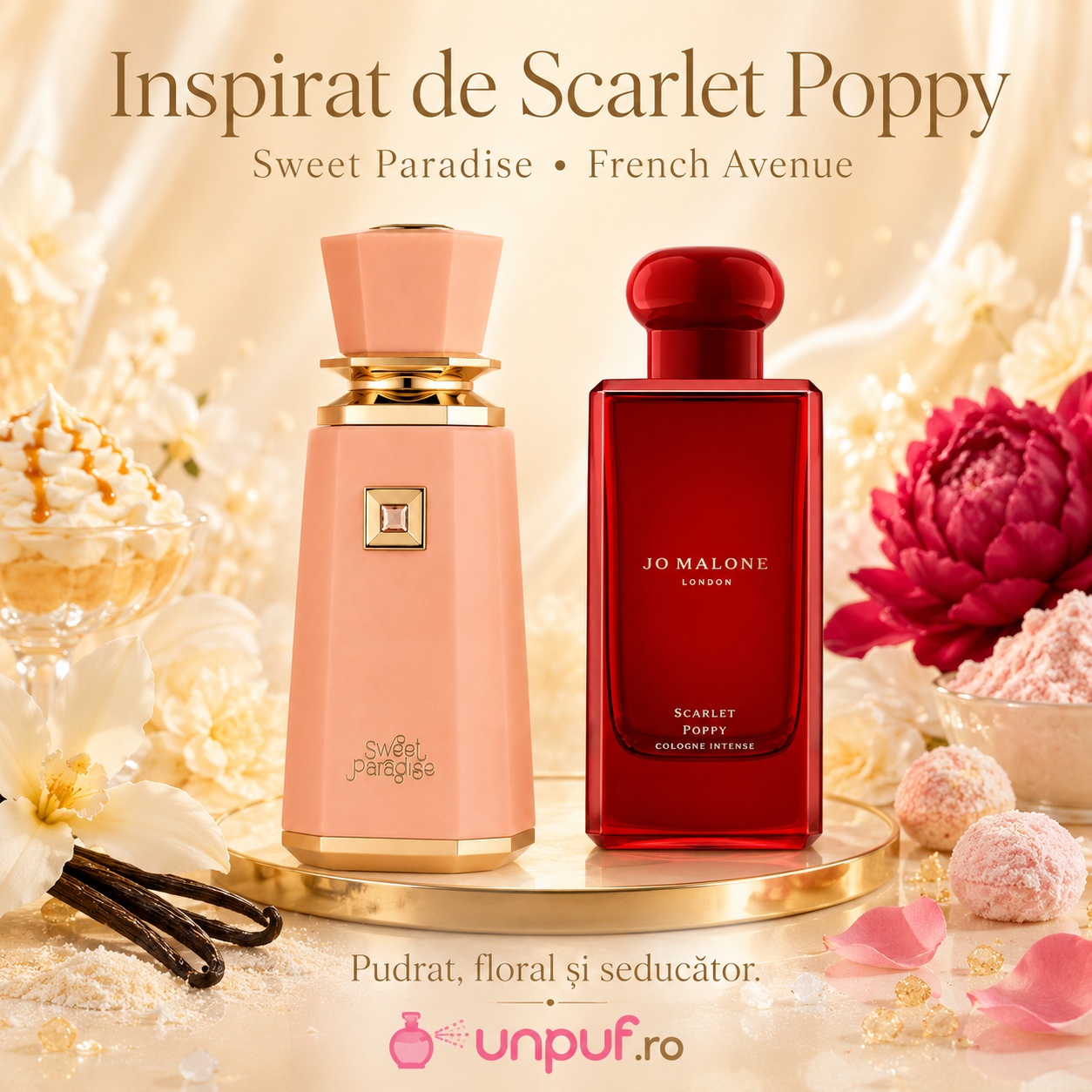 Sweet Paradise French Avenue inspirat de Scarlet Poppy parfum pudrat floral și seducător