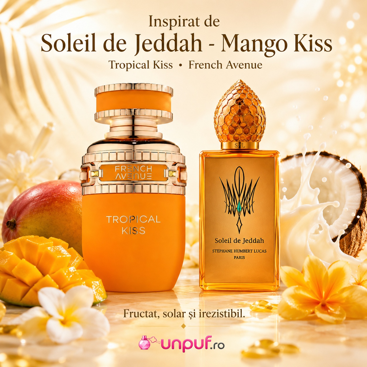 Tropical Kiss French Avenue inspirat de Soleil De Jeddah Mango Kiss parfum fructat solar și irezistibil