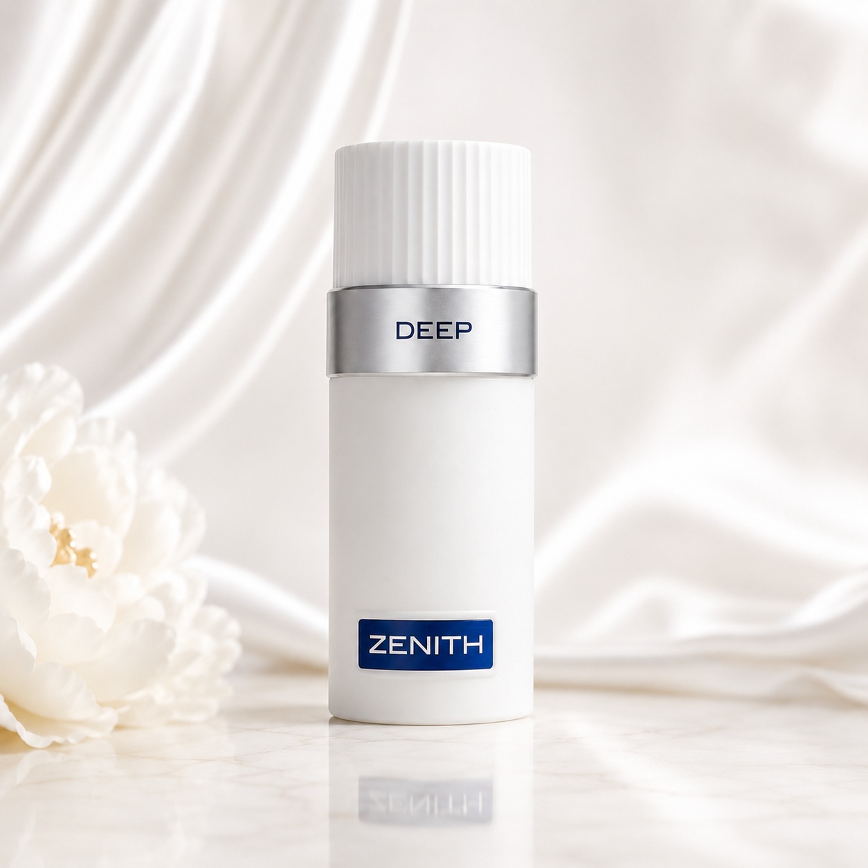 Zenith Deep French Avenue parfum bărbătesc 100 ml sticlă albă elegantă cu detalii albastre și argintii
