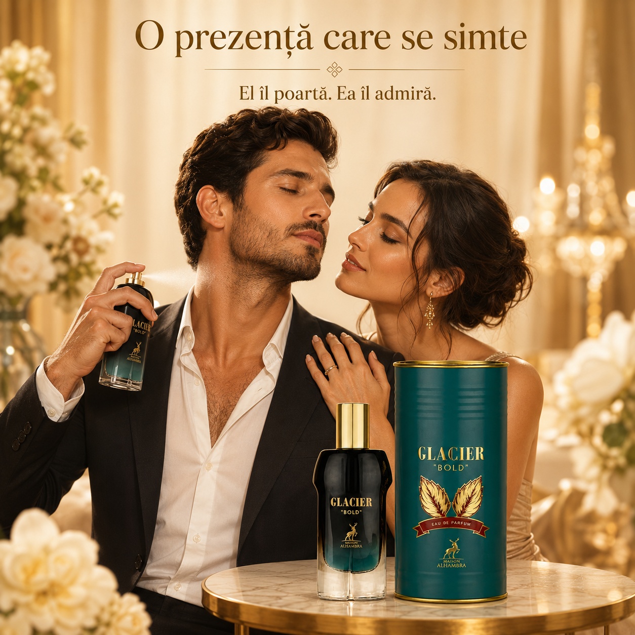 Glacier Bold Maison Alhambra parfum bărbătesc o prezență care se simte el &icirc;l poartă ea &icirc;l admiră