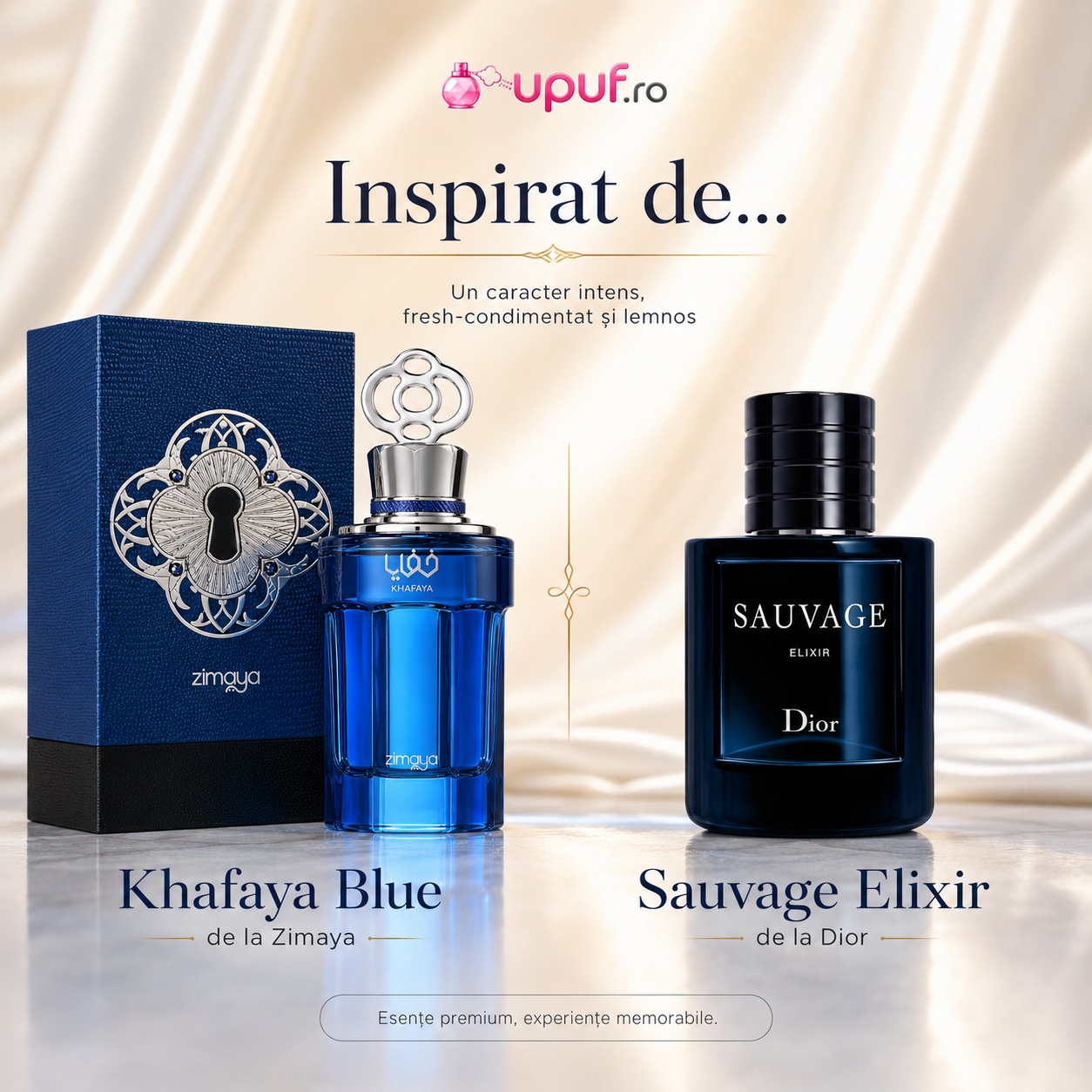 Khafaya Blue Zimaya inspirat de Sauvage Elixir parfum fresh condimentat lemnos și intens