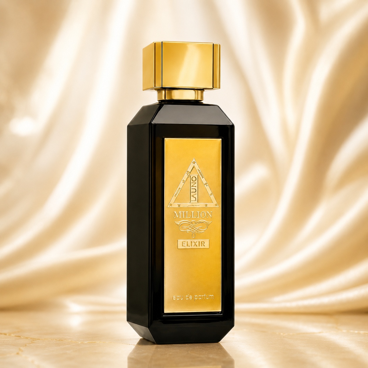 Sticlă parfum La Uno Million Elixir Fragrance World 100 ml cu design negru și auriu