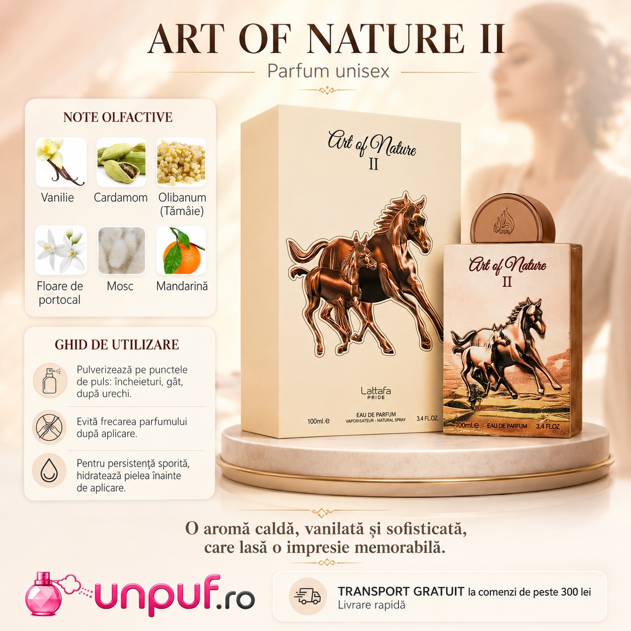 Lattafa Art Of Nature II parfum unisex cu note de vanilie cardamom olibanum floare de portocal mosc și mandarină