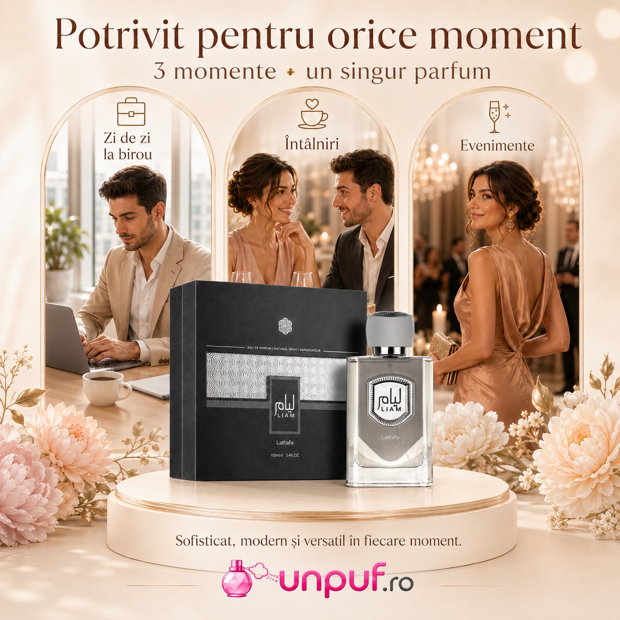 Lattafa Liam Grey parfum potrivit pentru zi de zi la birou &icirc;nt&acirc;lniri și evenimente speciale