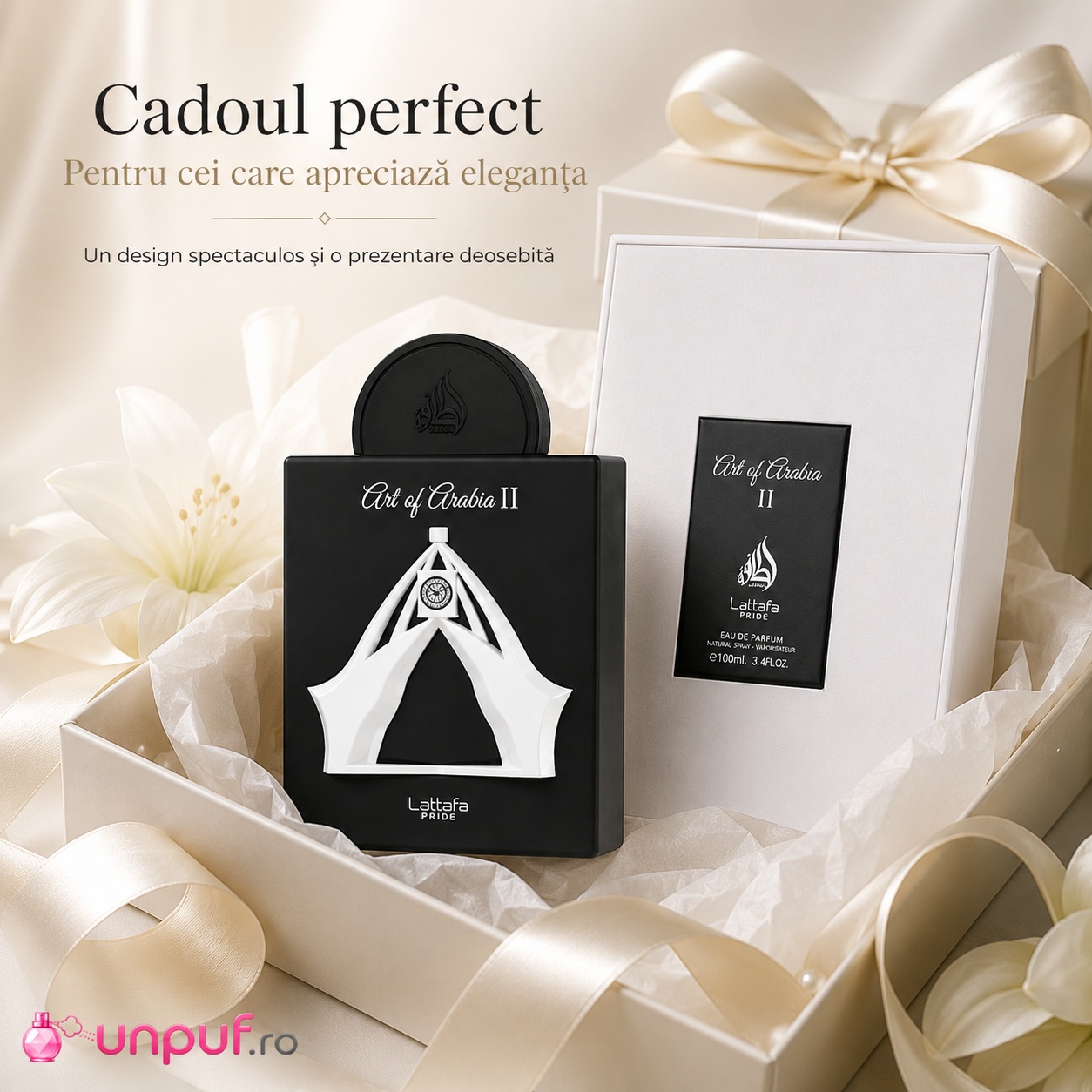 Lattafa Pride Art Of Arabia II cadou perfect pentru cei care apreciază eleganța și parfumurile arăbești premium