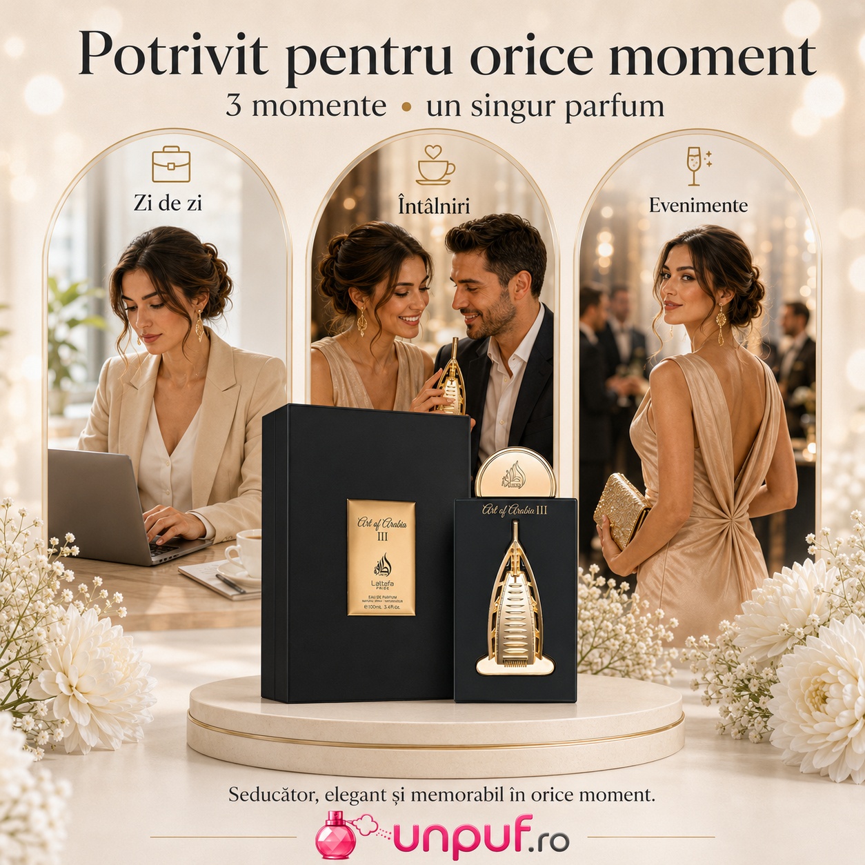 Lattafa Pride Art of Arabia III parfum potrivit pentru zi de zi, &icirc;nt&acirc;lniri și evenimente, seducător elegant și memorabil