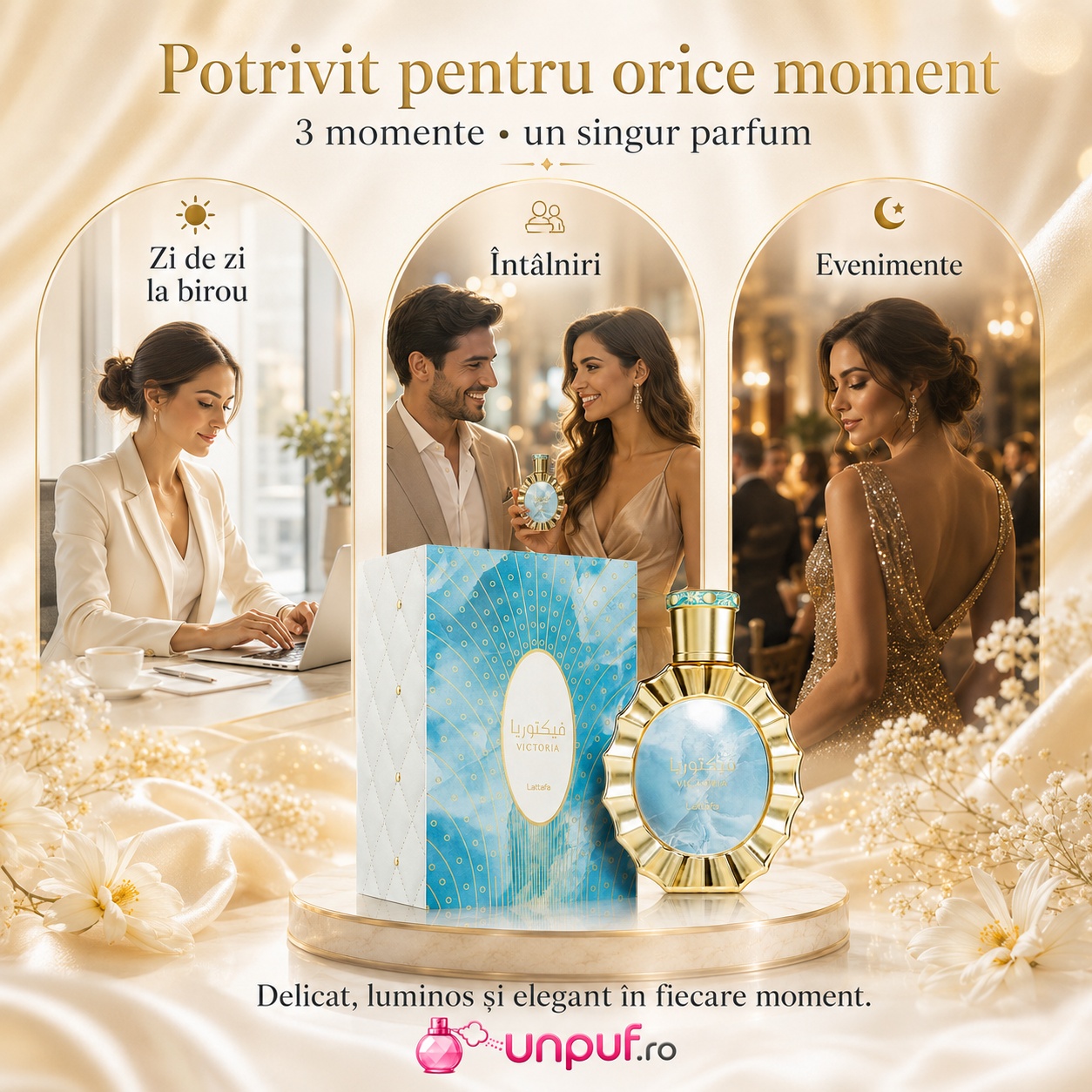Lattafa Victoria parfum potrivit pentru zi de zi la birou, întâlniri și evenimente, delicat luminos și elegant în fiecare moment