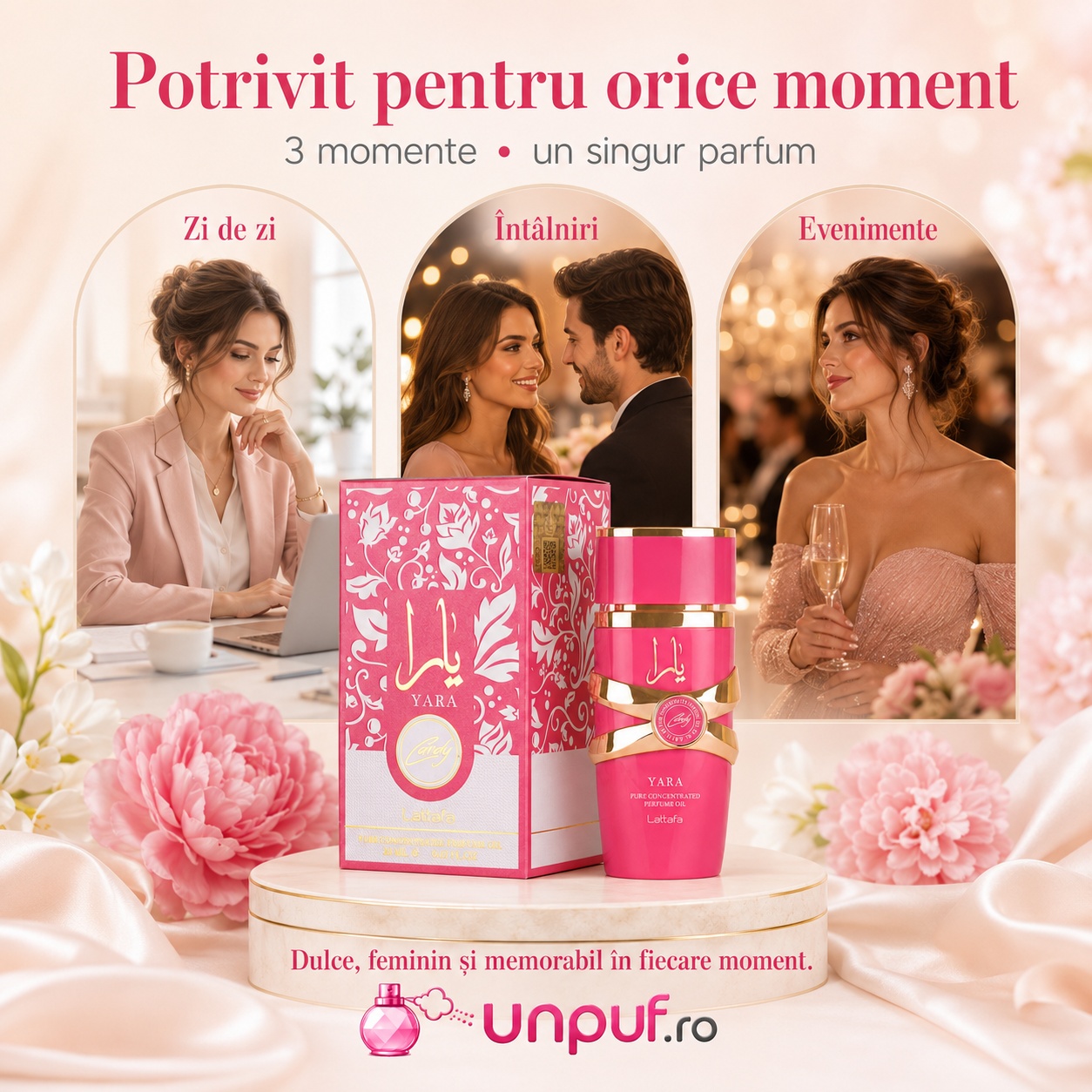 Lattafa Yara Candy Concentrated Oil potrivit pentru zi de zi, &icirc;nt&acirc;lniri și evenimente, parfum dulce feminin și memorabil &icirc;n fiecare moment