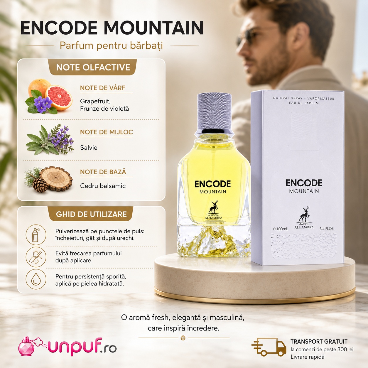 Note olfactive și ghid de utilizare Encode Mountain Maison Alhambra parfum pentru bărbați