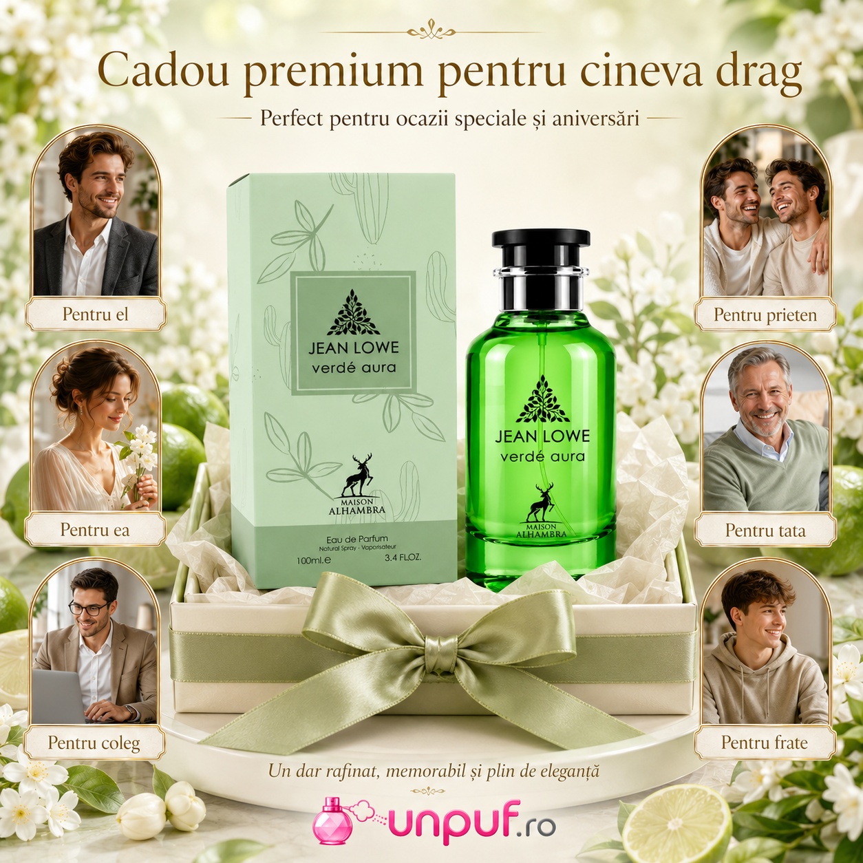 Jean Lowe Verde Aura cadou premium pentru el, ea, prieten, tată, frate sau coleg