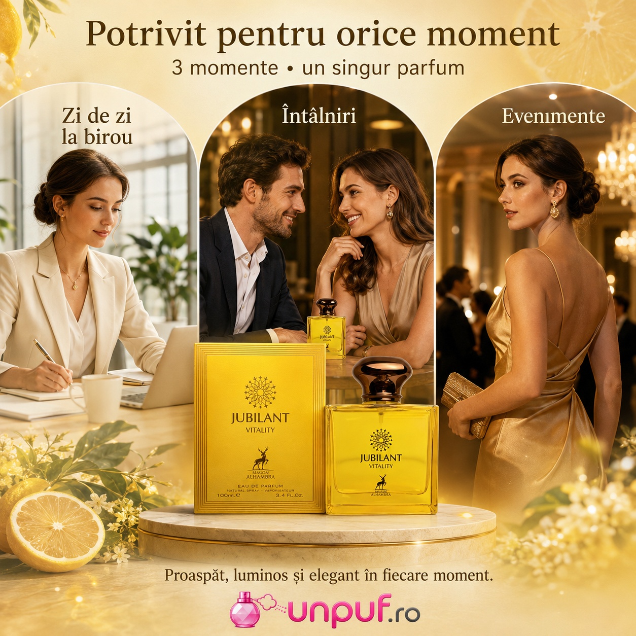 Jubilant Vitality potrivit pentru birou, întâlniri și evenimente, parfum proaspăt și elegant