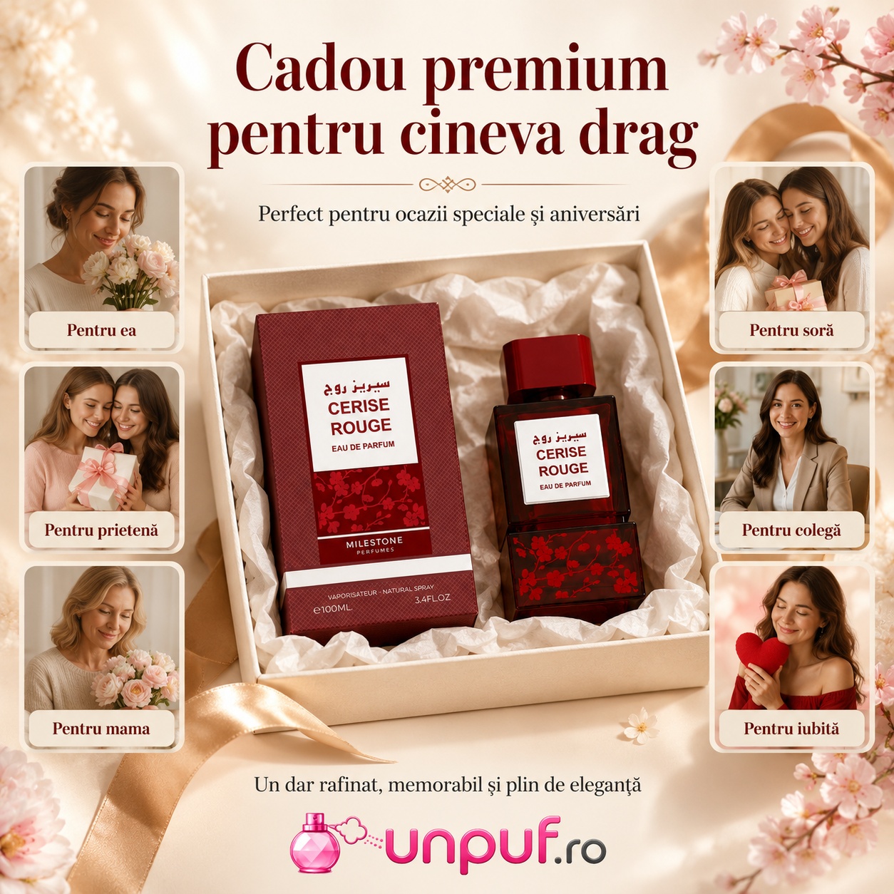 Milestone Cerise Rouge cadou premium pentru ea, prietenă, soră, mamă, colegă sau iubită