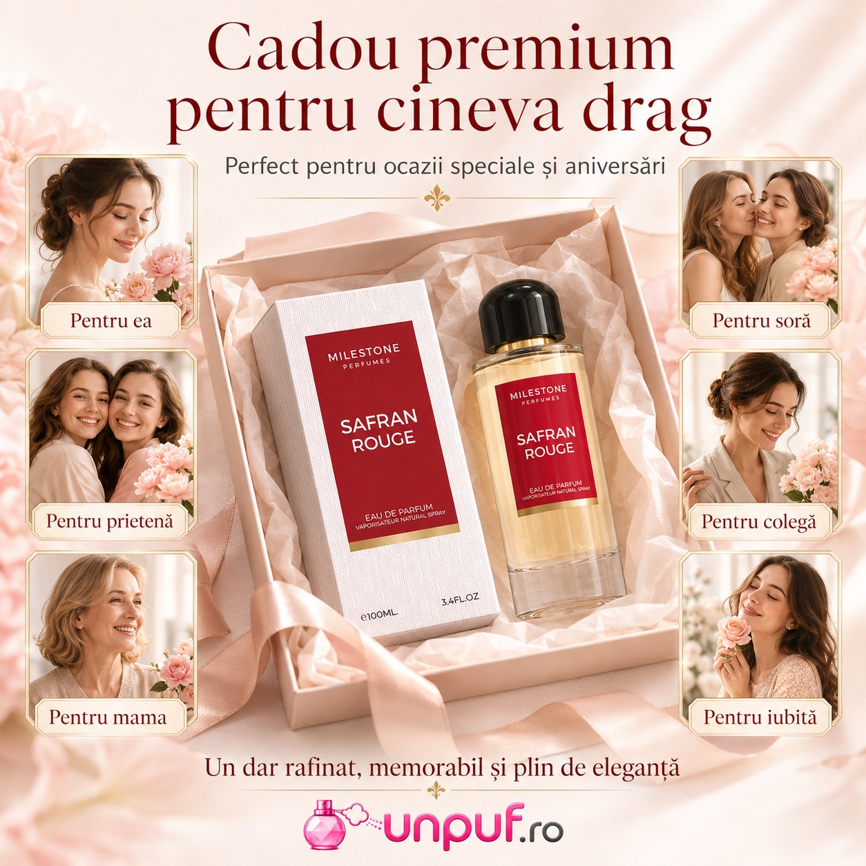 Milestone Safran Rouge cadou premium pentru ea, mamă, soră, prietenă, colegă sau iubită