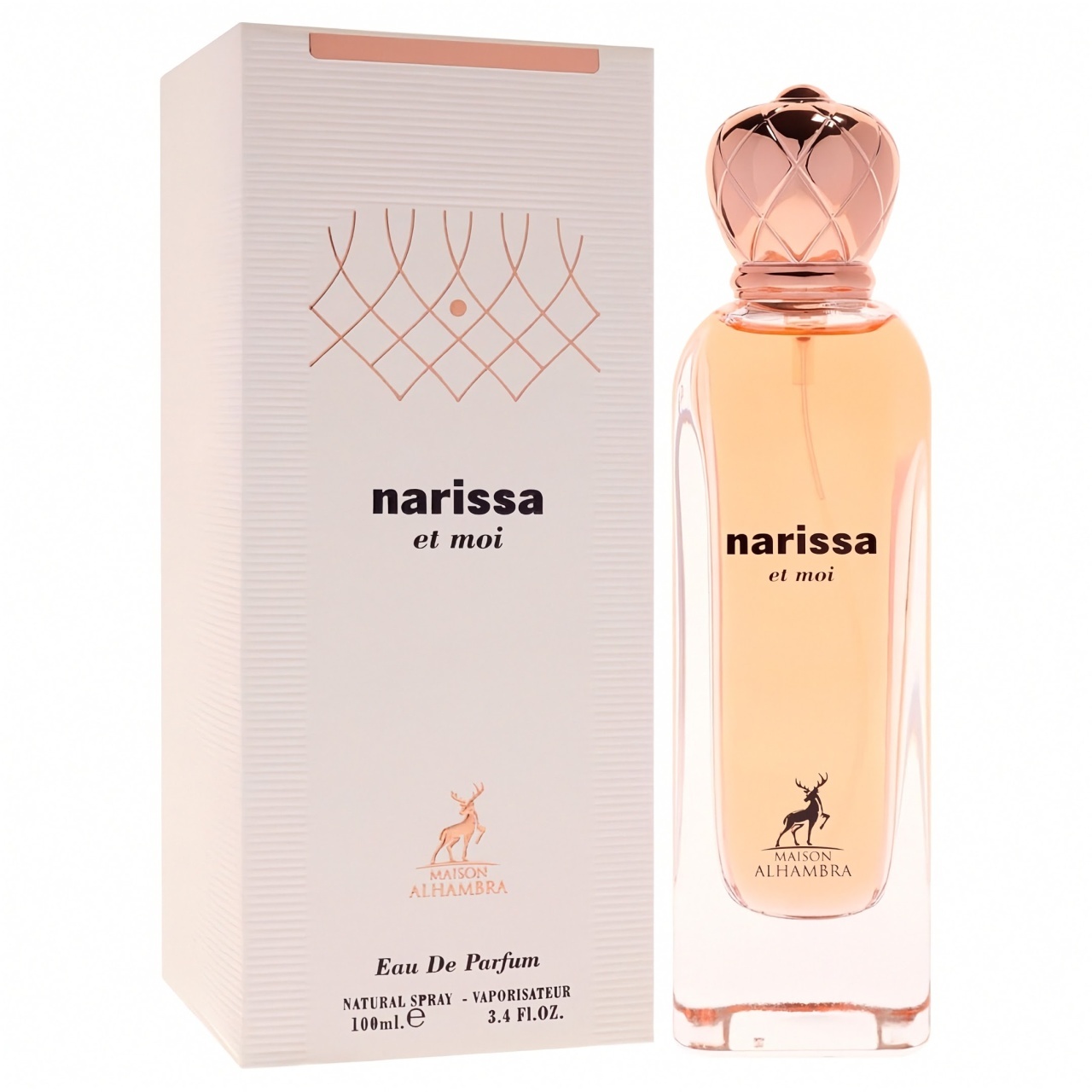 Narissa Et Moi Maison Alhambra 100 ml sticlă și cutie produs pe fundal alb