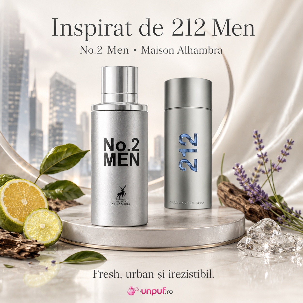 No. 2 Men Maison Alhambra inspirat de 212 Men Carolina Herrera parfum fresh urban și irezistibil