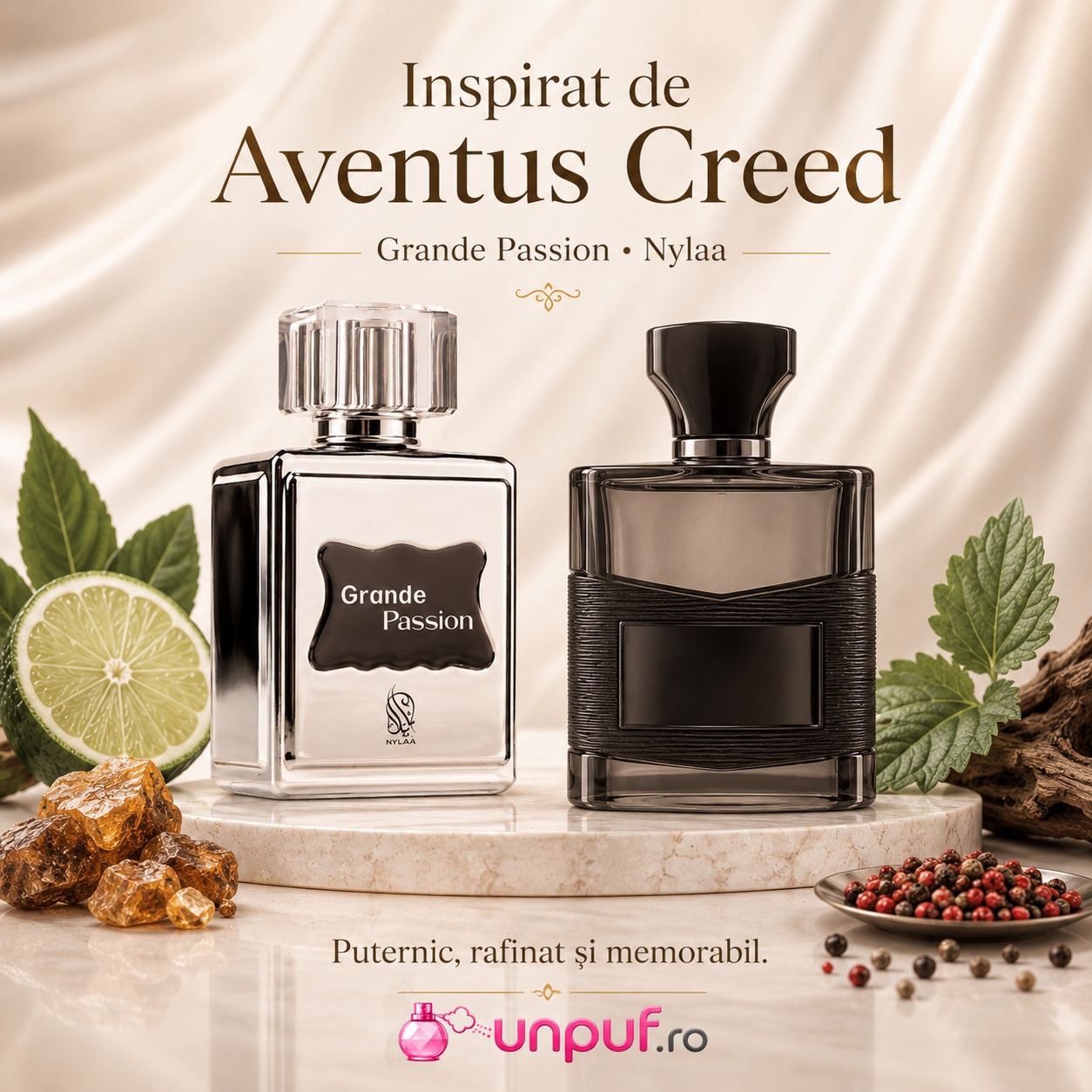 Nylaa Grande Passion inspirat de Aventus Creed parfum puternic rafinat și memorabil