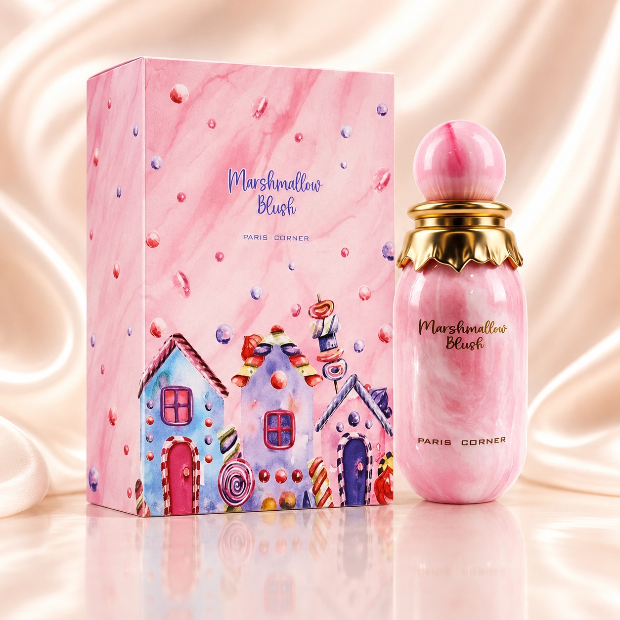 Parfum Arăbesc Paris Corner Marshmallow Blush 100 ml Apă de Parfum Damă cu sticlă roz și cutie