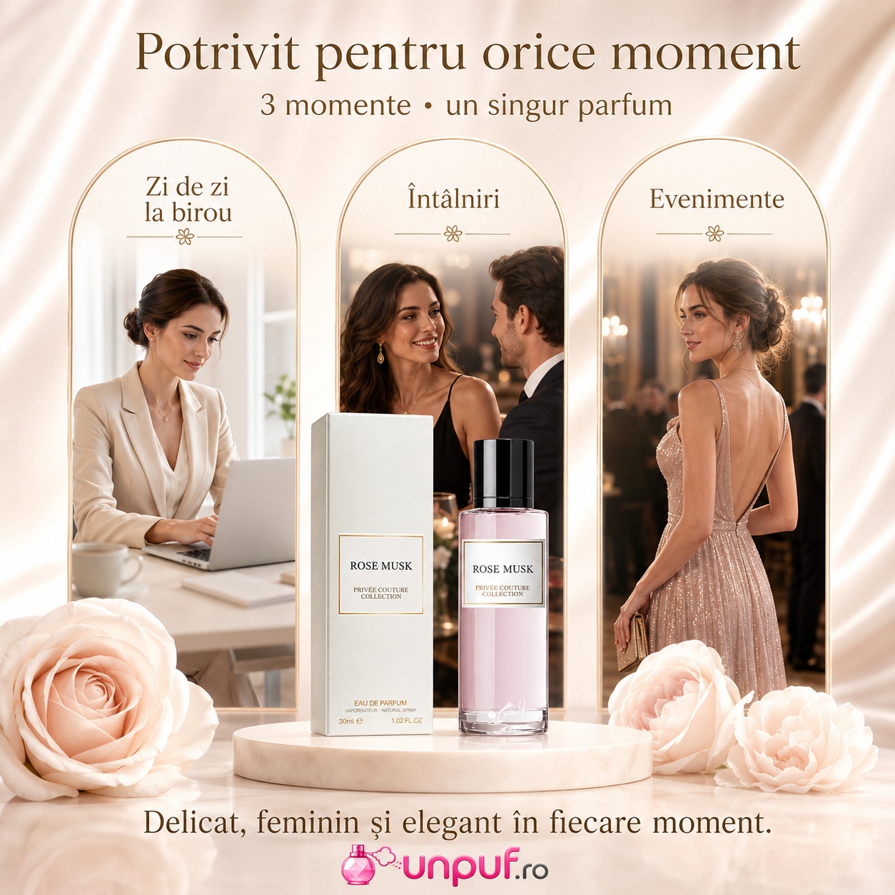 Rose Musk Privee Couture Collection potrivit pentru zi de zi birou &icirc;nt&acirc;lniri și evenimente elegante