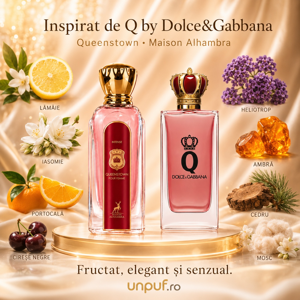 Queenstown Intense Maison Alhambra inspirat de Q Dolce and Gabbana parfum fructat elegant și senzual