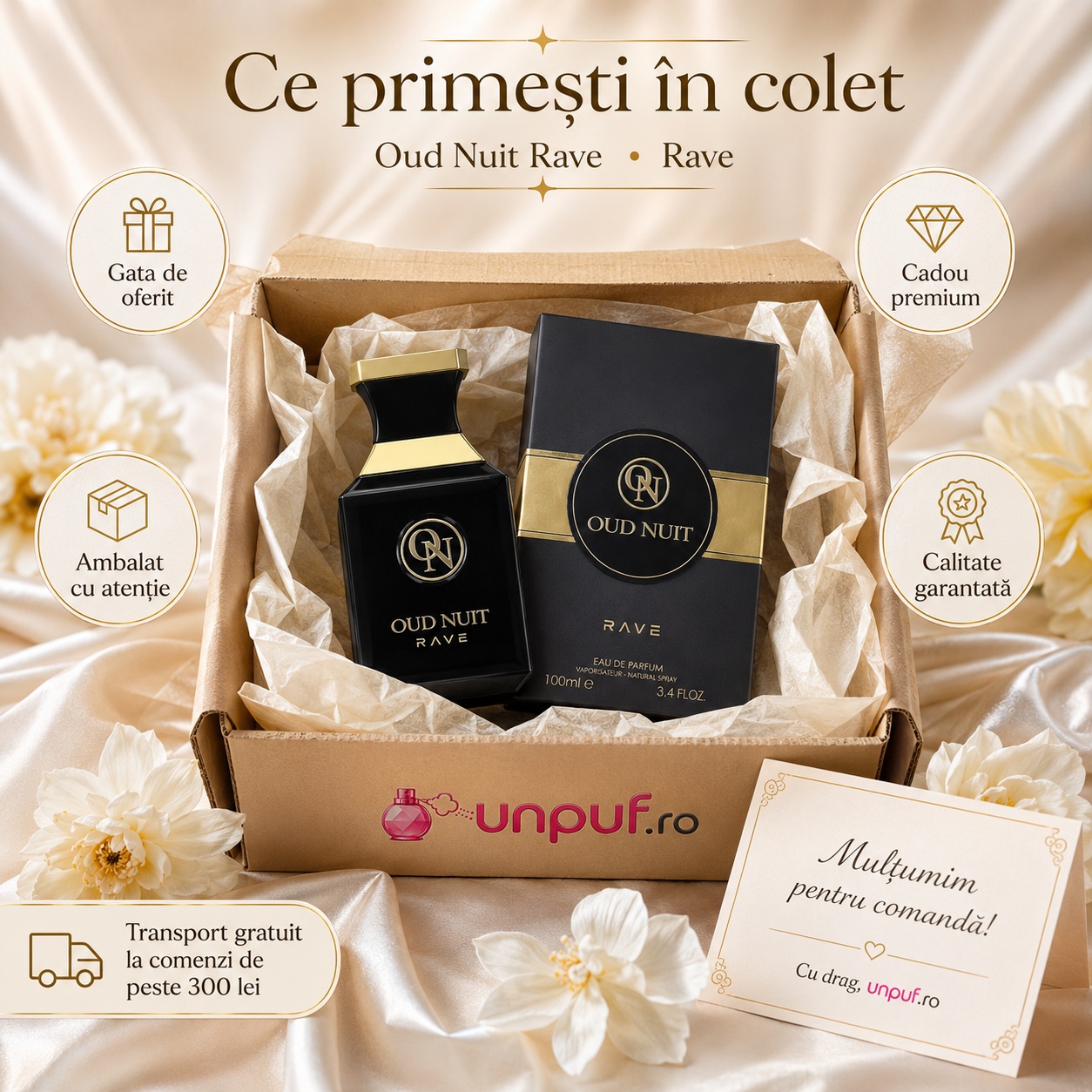 Rave Oud Nuit parfum arabesc disponibil pe unpuf.ro cu transport gratuit peste 300 lei