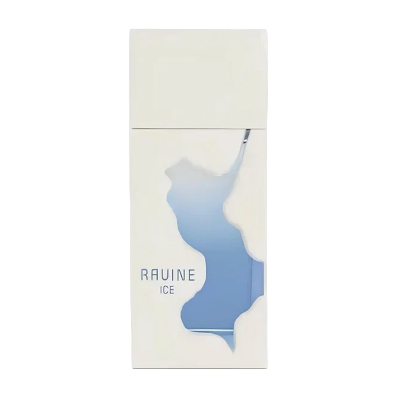 Ravine Ice French Avenue 100 ml flacon individual alb glaciar cu inserție bleu pe fundal alb