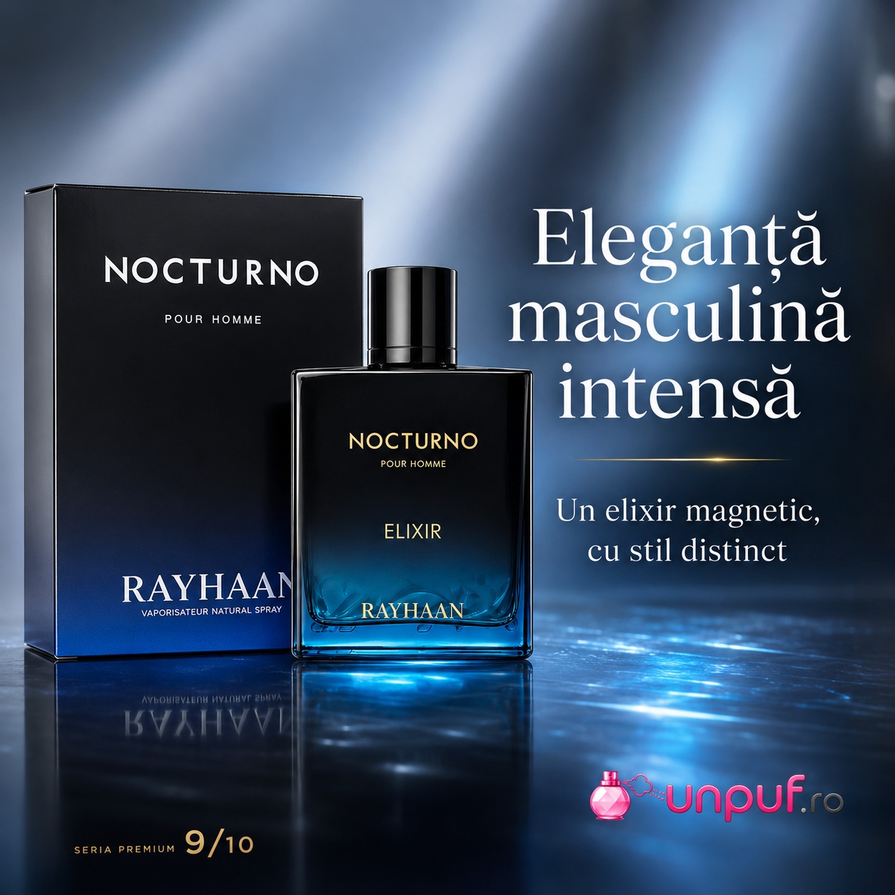 Rayhaan Nocturno Men eleganță masculină intensă, elixir magnetic cu stil distinct