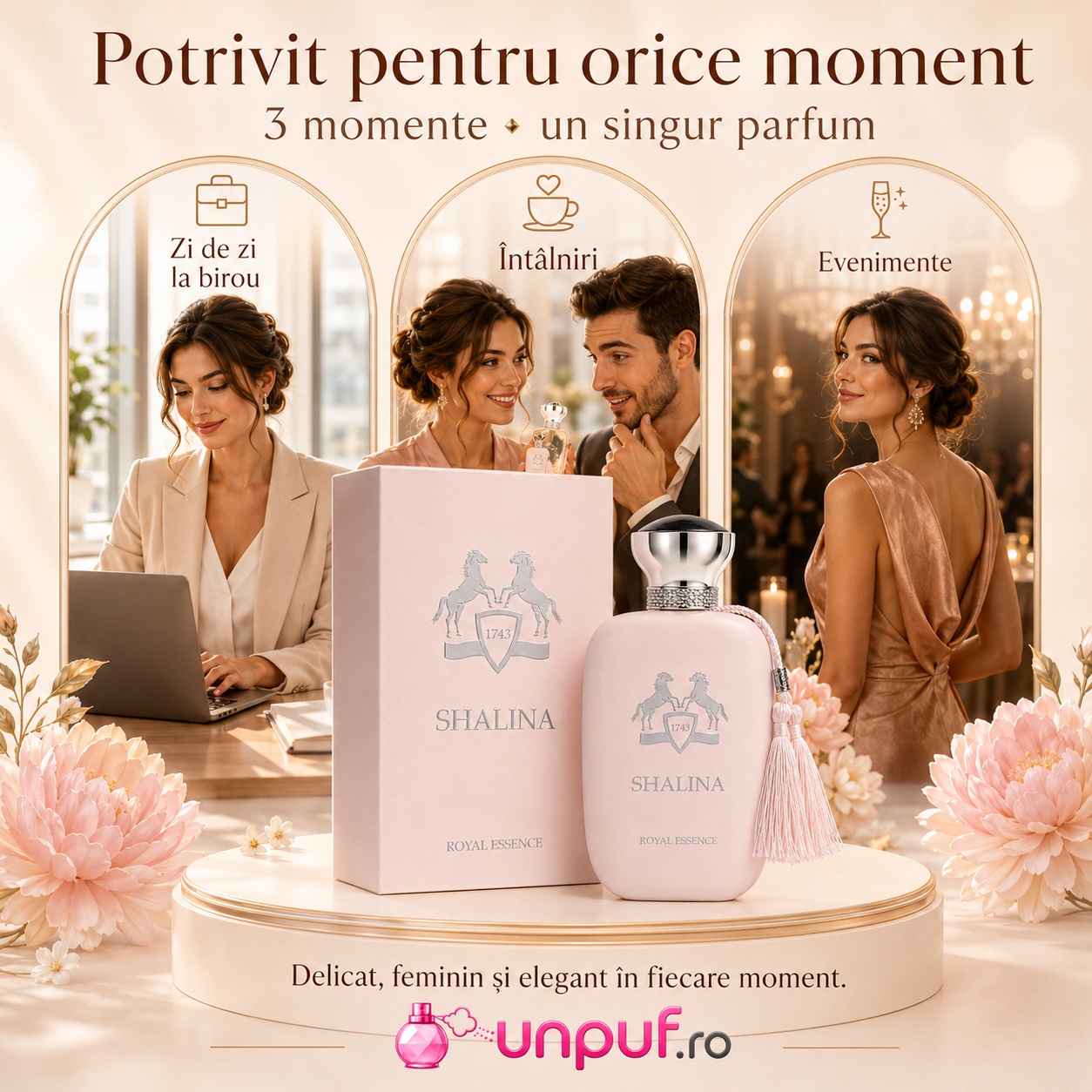 Shalina Royal Essence parfum potrivit pentru zi de zi la birou &icirc;nt&acirc;lniri și evenimente
