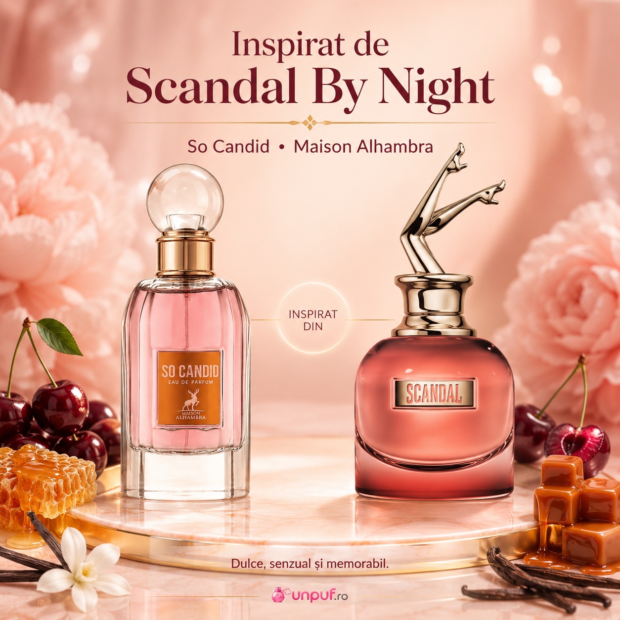 So Candid Maison Alhambra inspirat de Scandal By Night parfum dulce senzual și memorabil