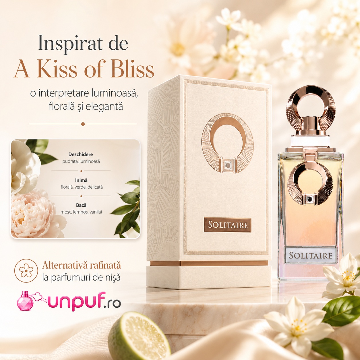 Solitaire French Avenue inspirat de Kiss Of Bliss Penhaligons, parfum floral elegant și luminos